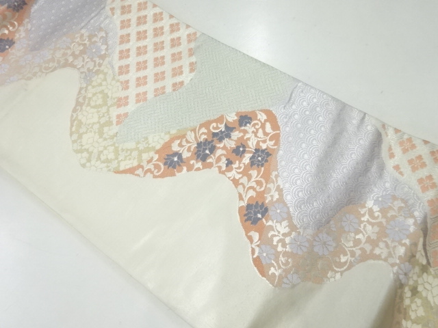 アンティーク　道長取りに花模様織出し袋帯（材料）